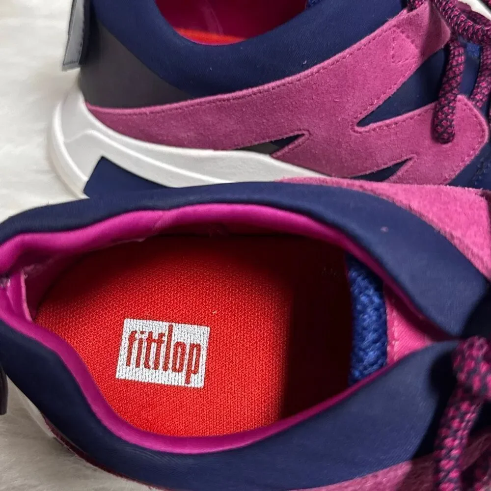 FITFLOP Blue & Pink Carita Lace-Up Sneakers Size 6 NEW